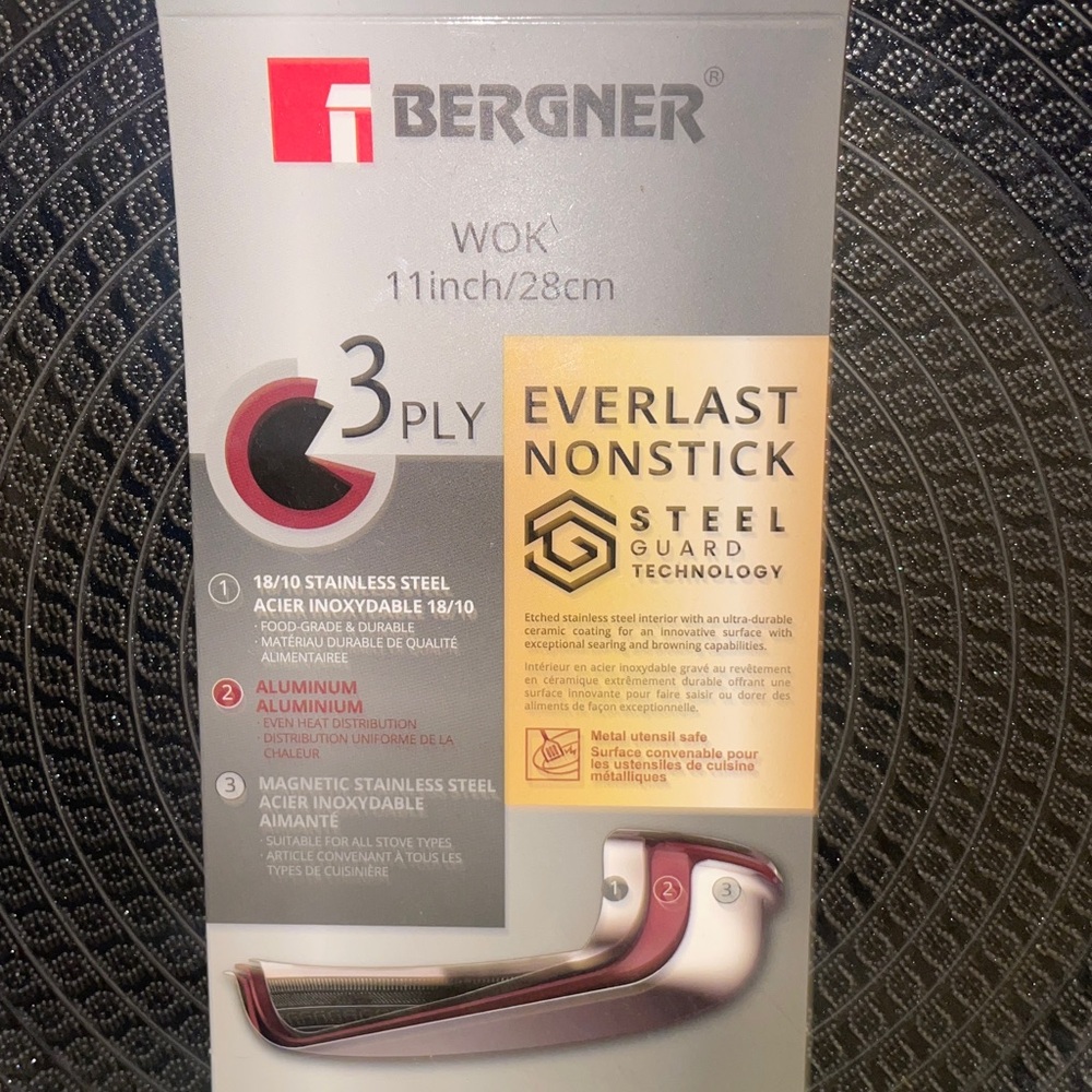 BN Bergner with 3 ply everlasting ceramic coated steel guard tech 11” wok - Picture 8 of 8